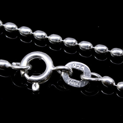 Cute 925 Real Solid Silver Indian ball Style Women Chain 18" Neck Chain