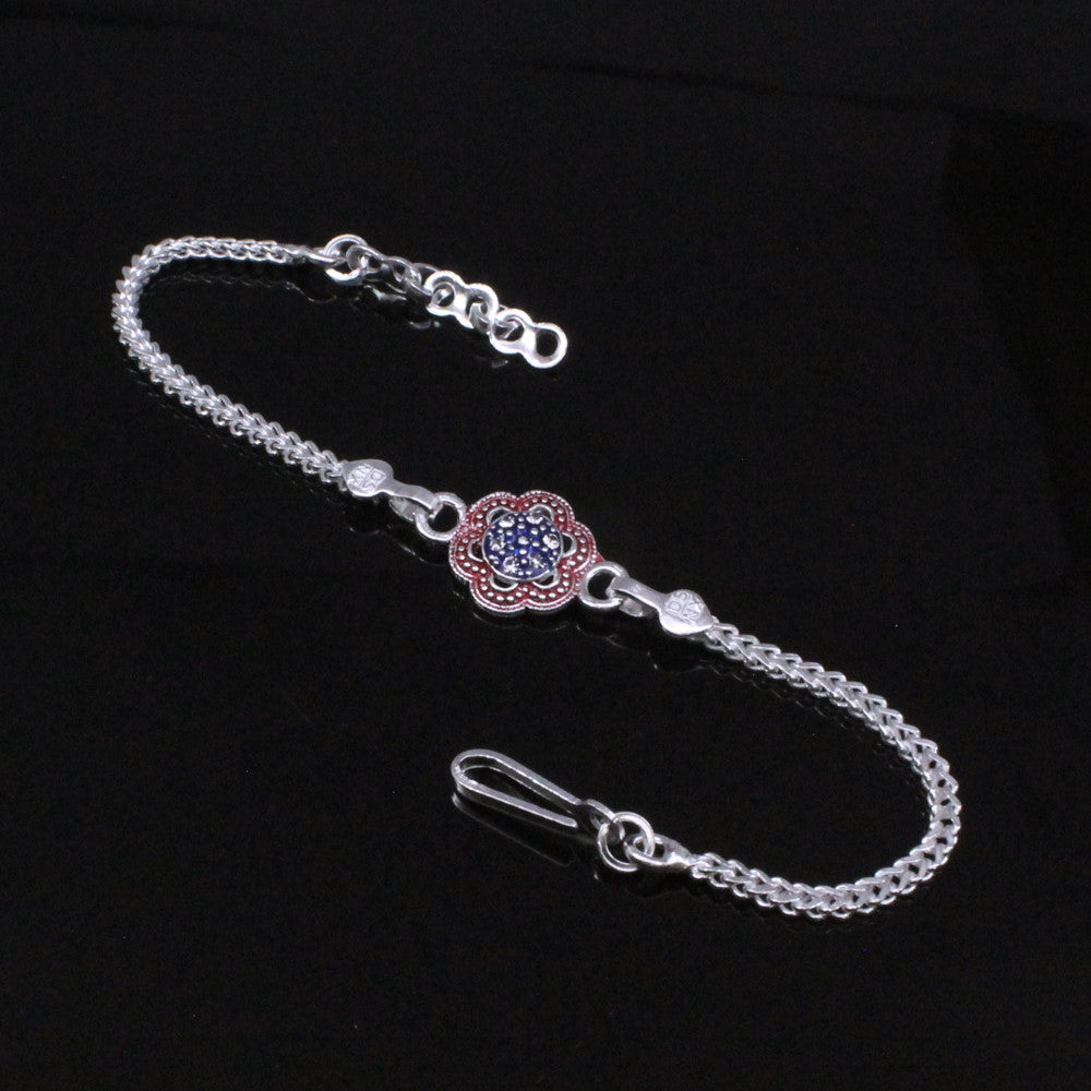 Real Silver Multicolor bracelet Rakhi for men women 7.5"