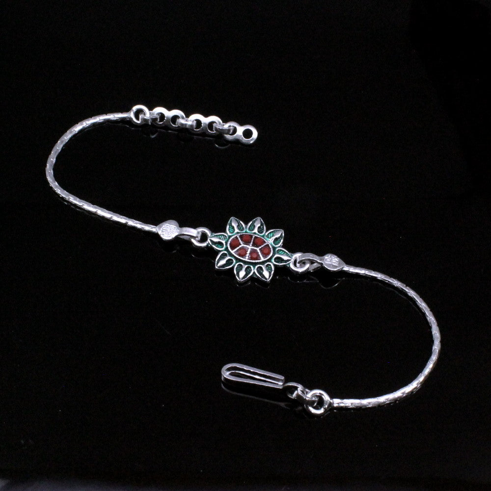 Real Silver Multicolor bracelet Rakhi for men women 7.5"