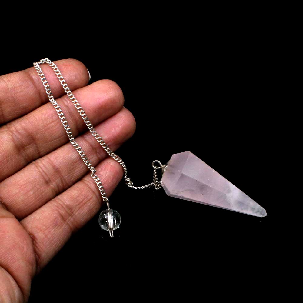 Natural Rose Quartz Point Pendulum Dowser Healing Reiki