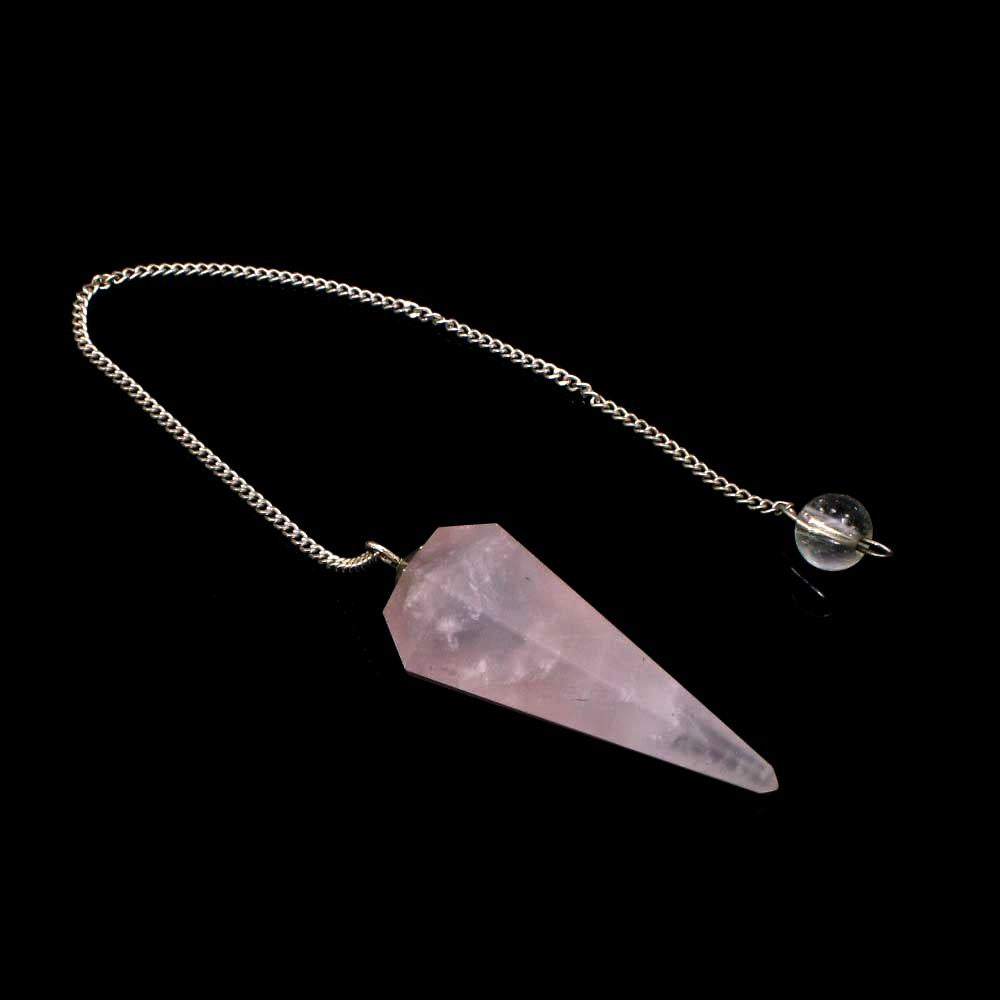 Natural Rose Quartz Point Pendulum Dowser Healing Reiki