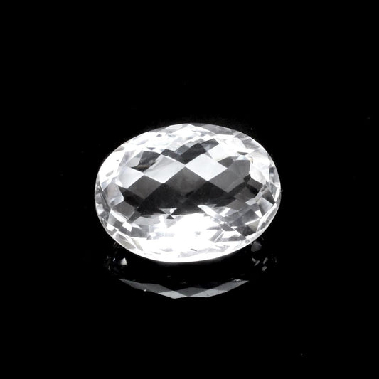 37.4Ct Natural Clear Crystal Quartz Oval Checker Fine Gemstone