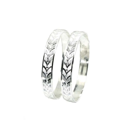 Silver Bangles Bracelet (Kangan) - Pair