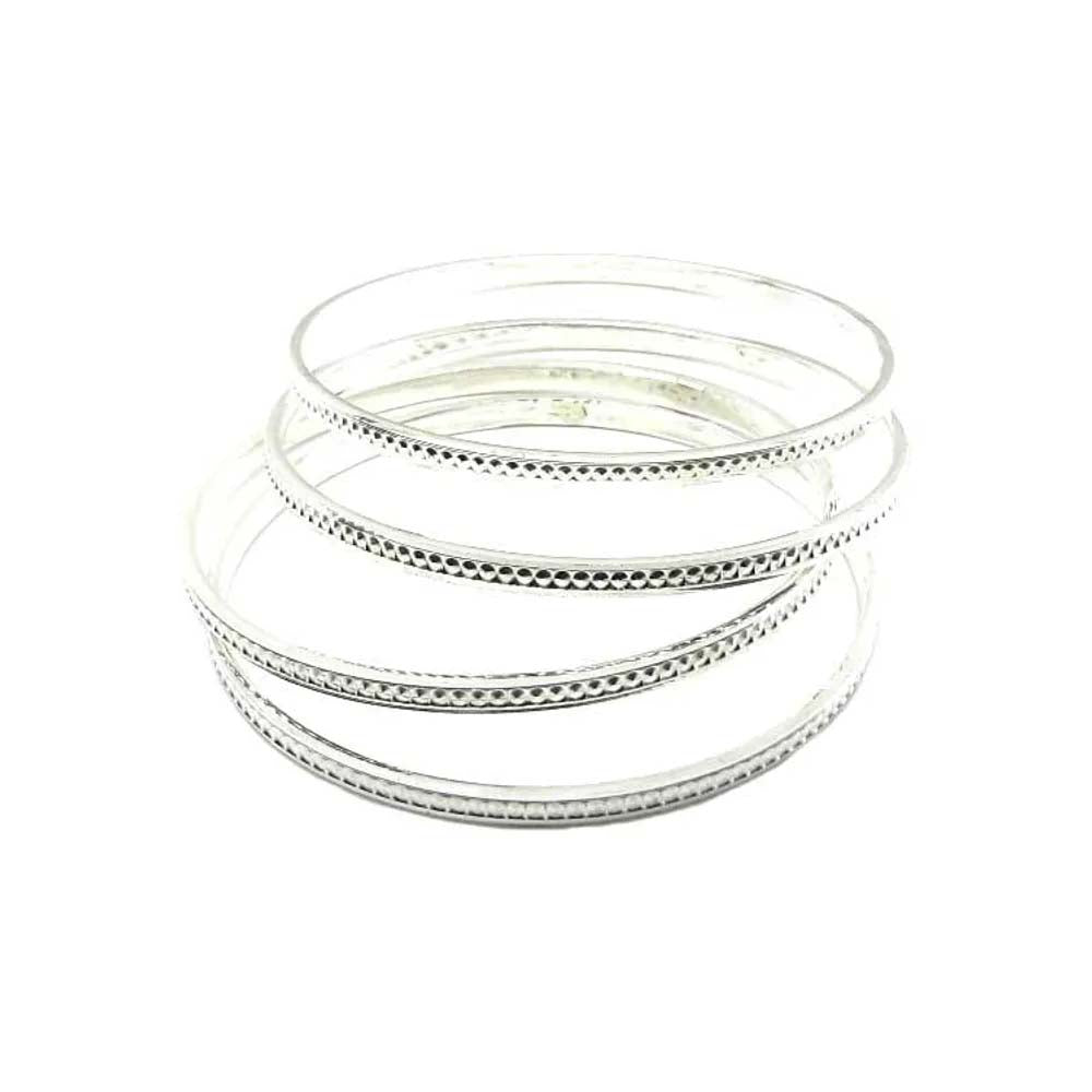 Sterling Silver Bangles (Churi) - 4pc Set