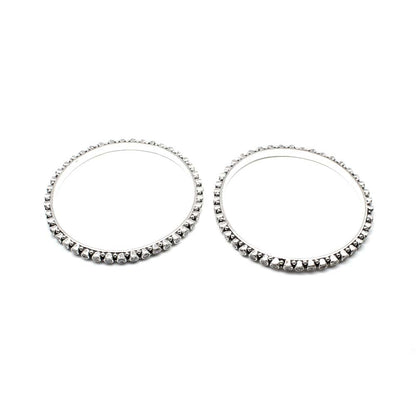 Cute Real Silver Oxidized White CZ Women Bangles Bracelet 5.7 CM - Pair