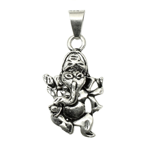 Real Solid Sterling Silver Ganesha Pendant