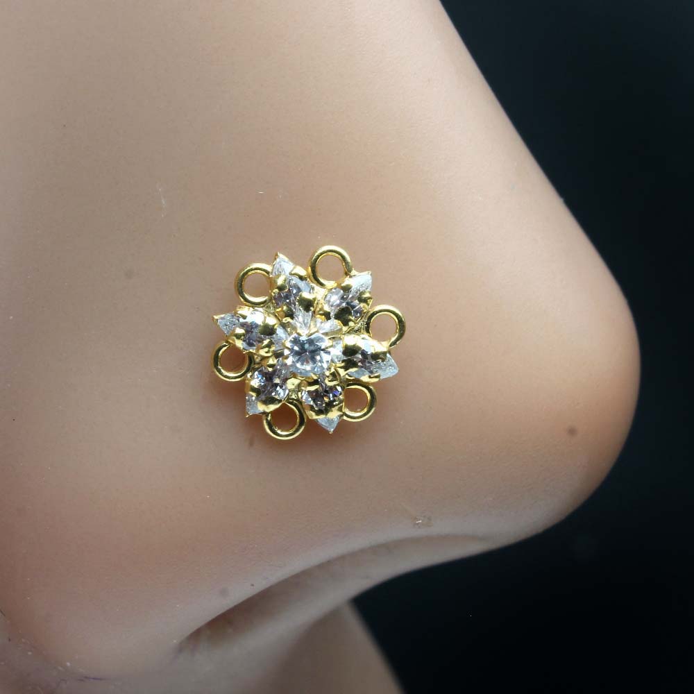 Asian 14k Real Gold Indian Style Women Nose Stud Pin – Karizma Jewels
