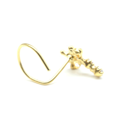 Beautiful Vertical Gold Plated Indian Style Nose Studs CZ Twist nose ring 24g