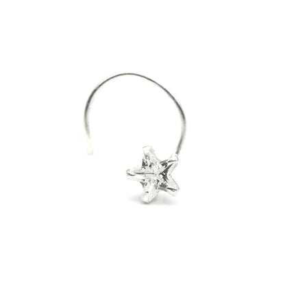 Star shape Nose pin for women with white stones 