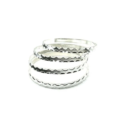 Silver Bangles (Churi) - 4pc Set