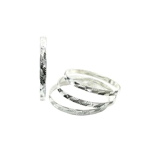 Real Silver Bangles Bracelets (Churi) - 4pc Set