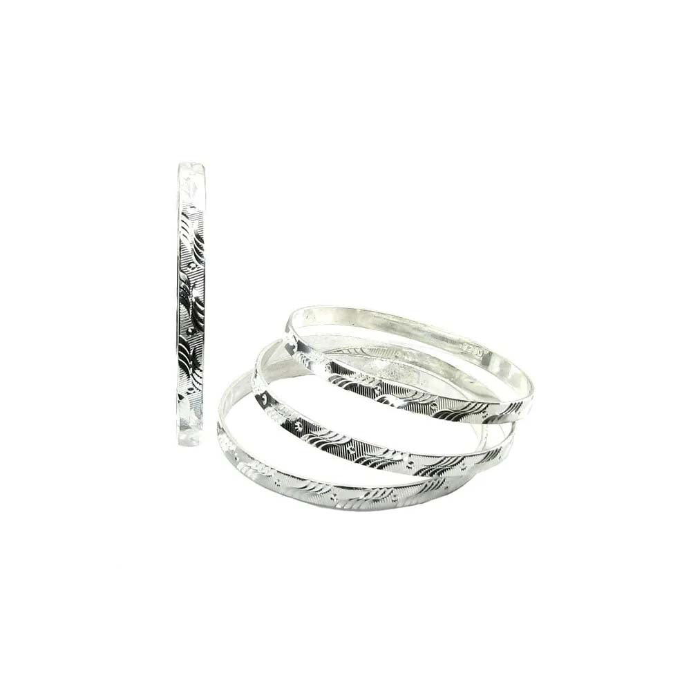 Real Silver Bangles Bracelets (Churi) - 4pc Set