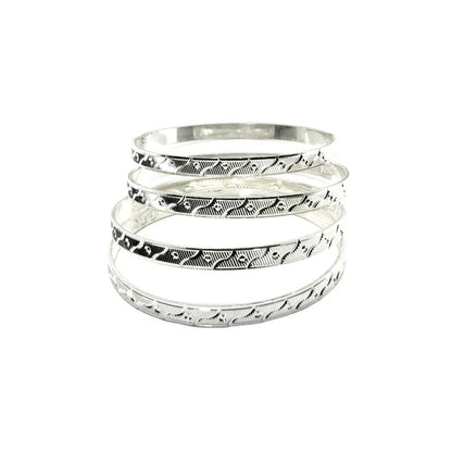 Karizmatic Sterling Silver Bangles (Churi) - 4pc Set