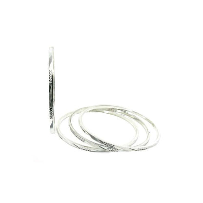 925 Sterling Silver Bangles (Churi) - 4pc Set