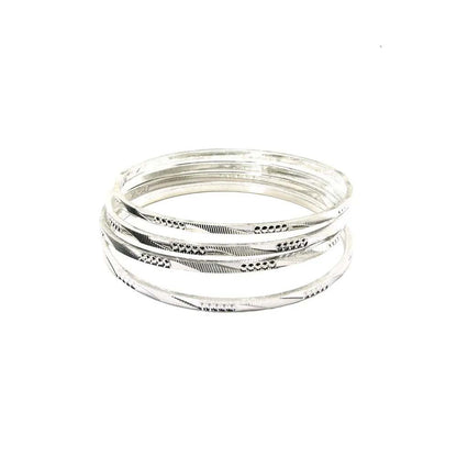 925 Sterling Silver Bangles (Churi) - 4pc Set