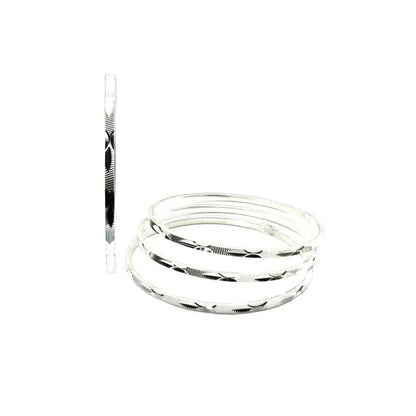 Sterling Silver Bangles (Churi) - 4pc Set