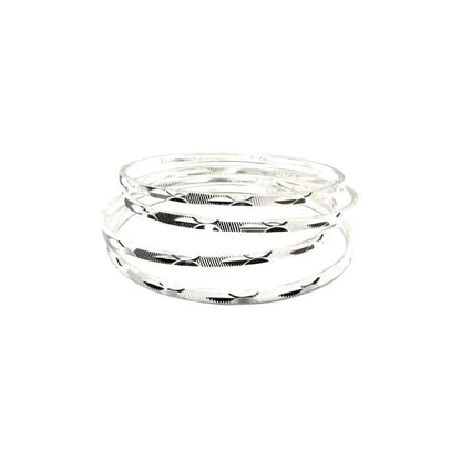 Sterling Silver Bangles (Churi) - 4pc Set