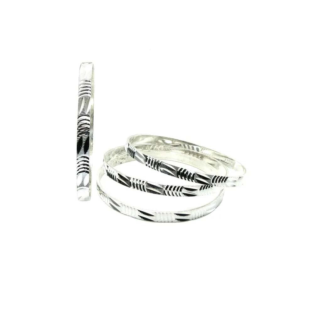 Karizmatic Sterling Silver Bangles (Churi) - 4pc Set