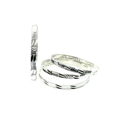 Karizmatic Sterling Silver Bangles (Churi) - 4pc Set