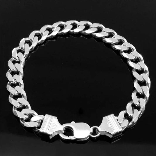 Real Silver Figaro Link Men's Bracelet