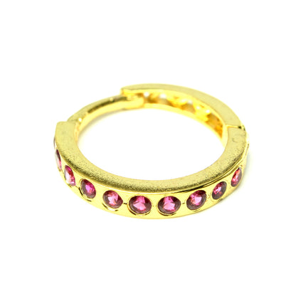 Indian Nose Ring Pink CZ Asian Gold Plated Clicker Hinged Nose Ring