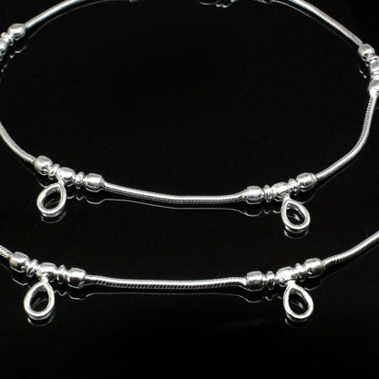 Hot Indian Style Real Solid 925 Silver Anklets for Cute Women 10.2"