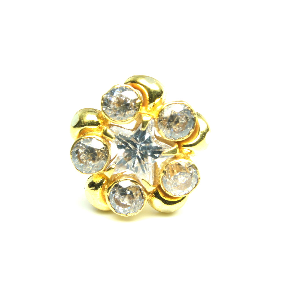 14K Real Gold Medusa Star Style Nose stud 