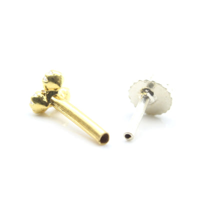 Real gold nose pin for women with push pin