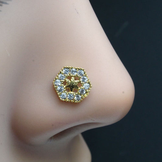 Gold Plated Corkscrew Piercing Nose Stud