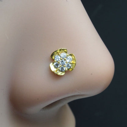 22g Gold Plated Corkscrew Nose Stud