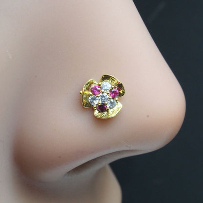 22g Gold Plated Corkscrew Piercing Nose Stud