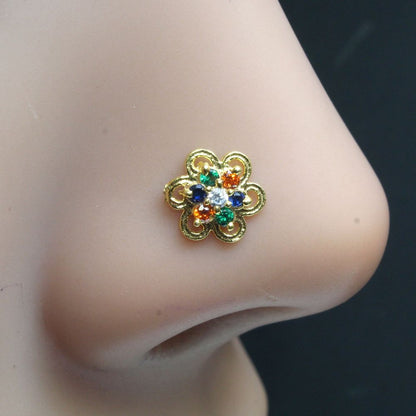 Gold Plated Corkscrew Piercing Nose Stud