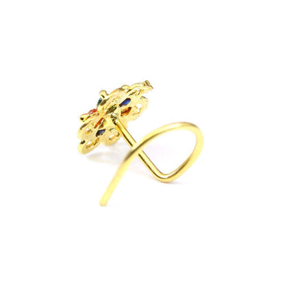 Gold Plated Corkscrew Piercing Nose Stud