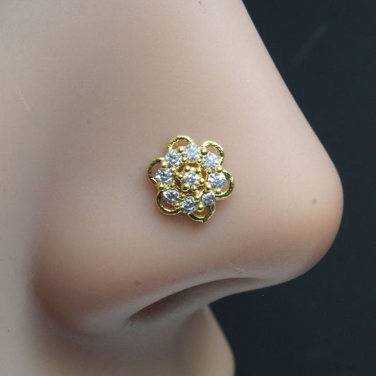 22g Gold Plated Corkscrew Nose Stud