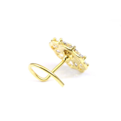 Gold Plated 22g Corkscrew Piercing Nose Stud