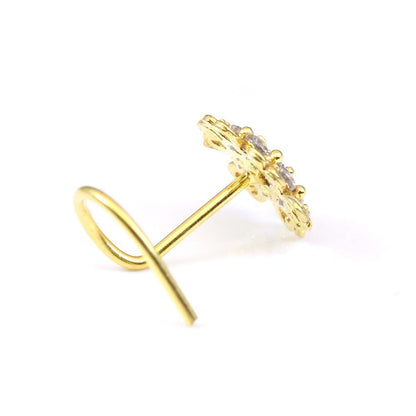 Gold Plated 22g Corkscrew Piercing Nose Stud