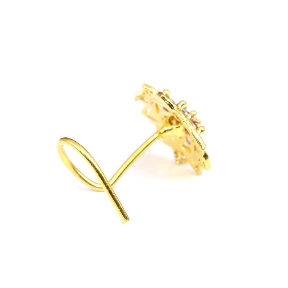 22g Gold Plated Corkscrew Nose Stud