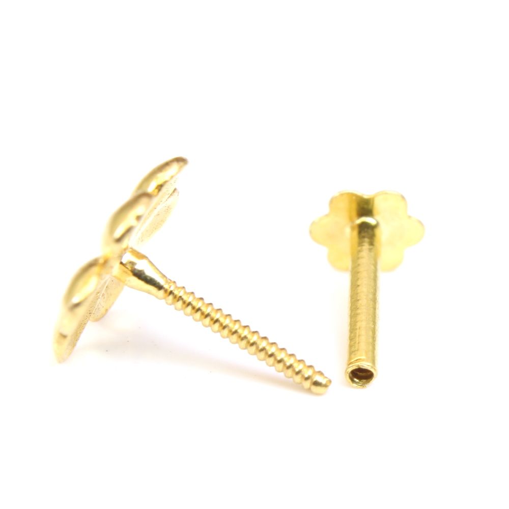 18K piercing nose ring Gold Screw Back