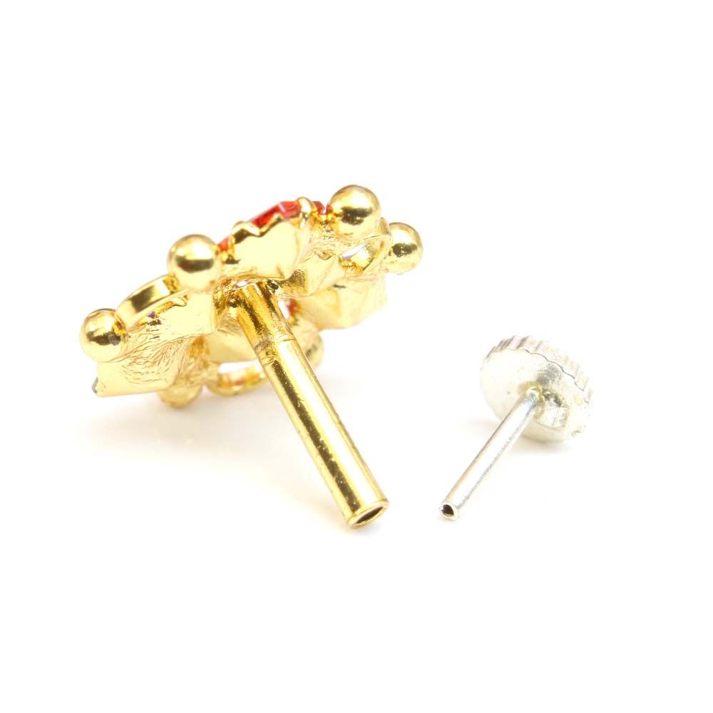 Gold plated 16g Piercing Nose stud push pin