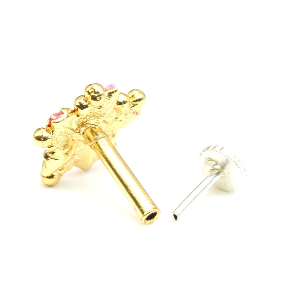 Gold plated Piercing Nose stud push pin