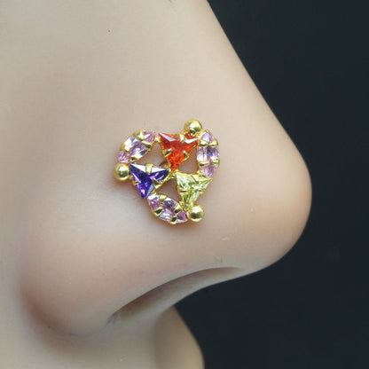 Gold Plated Nose Stud Push Pin