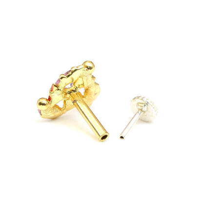 Gold Plated Nose Stud Push Pin