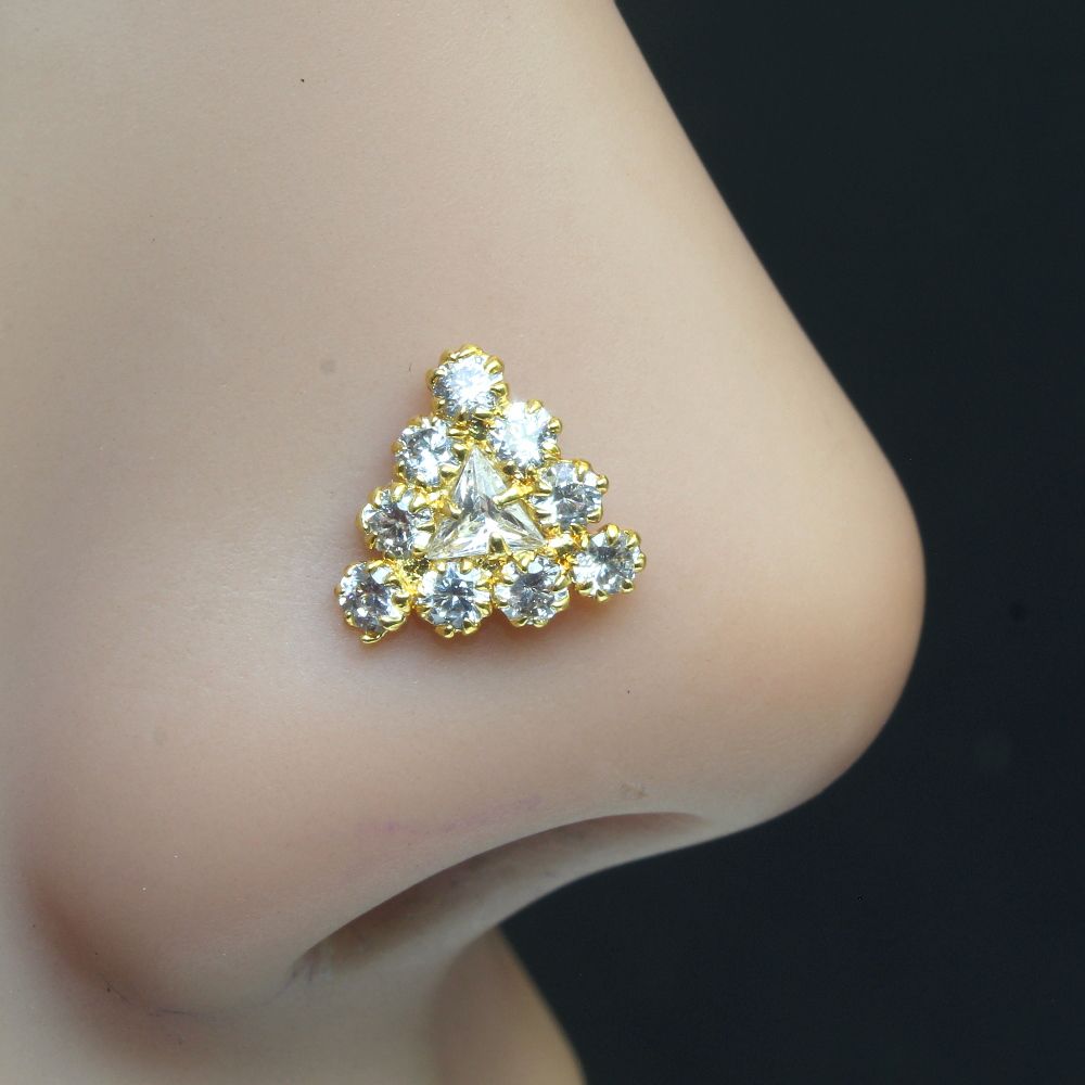 Gold Plated Nose Stud Push Pin