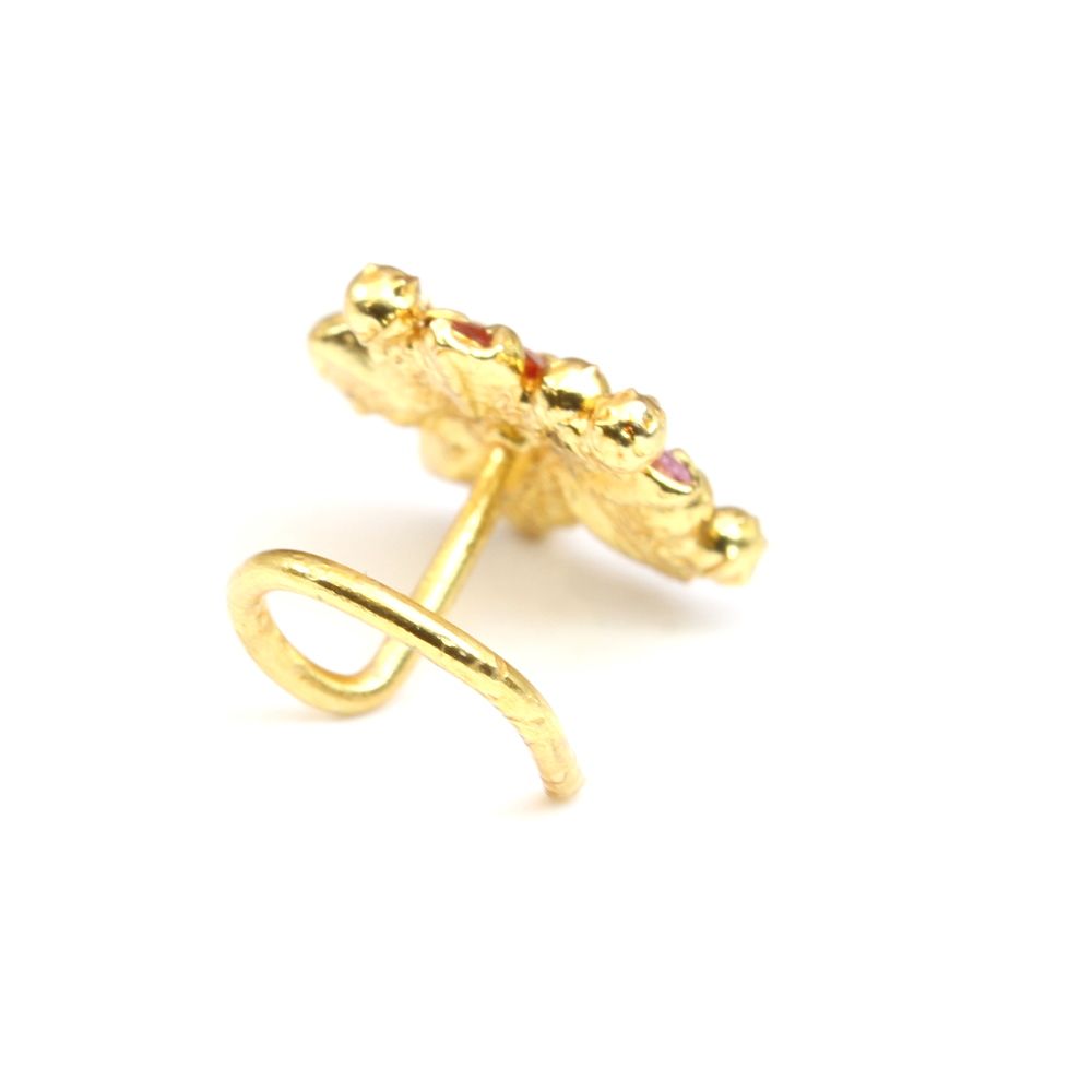 Corkscrew gold plated piercing nose ring 22g