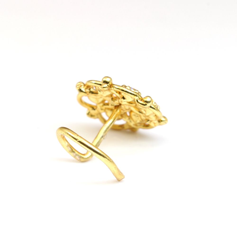Round gold plated 22g corkscrew nose stud