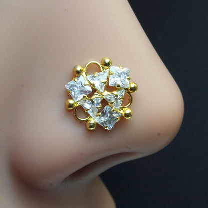 Gold plated corkscrew piercing nose stud