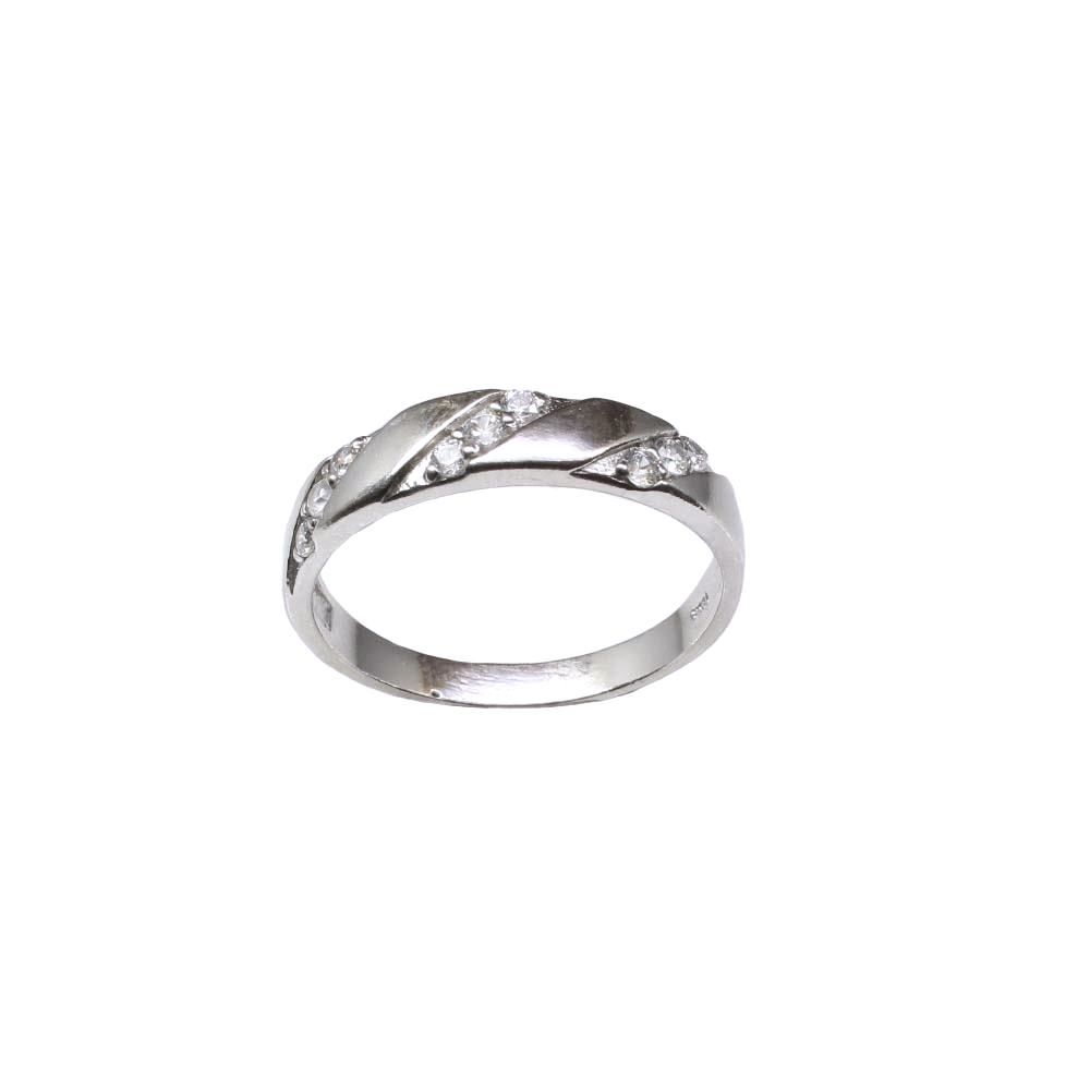 Solid Silver White CZ Men's Ring