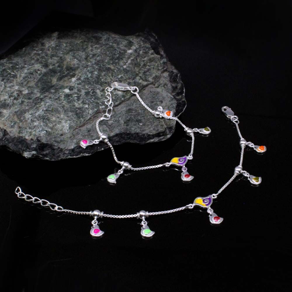 925 Silver Jewelry Cute Bird Kids Anklets 5.5"