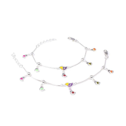 925 Silver Jewelry Cute Bird Kids Anklets 5.5"