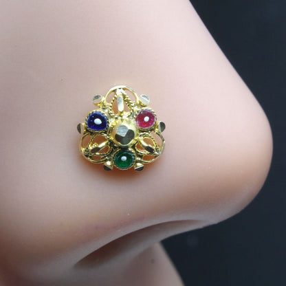 Real Gold Nose Stud Solid 14K Gold